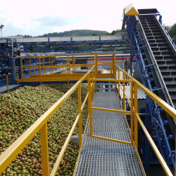 A complete line for production of apple and coloured fruit concetrates